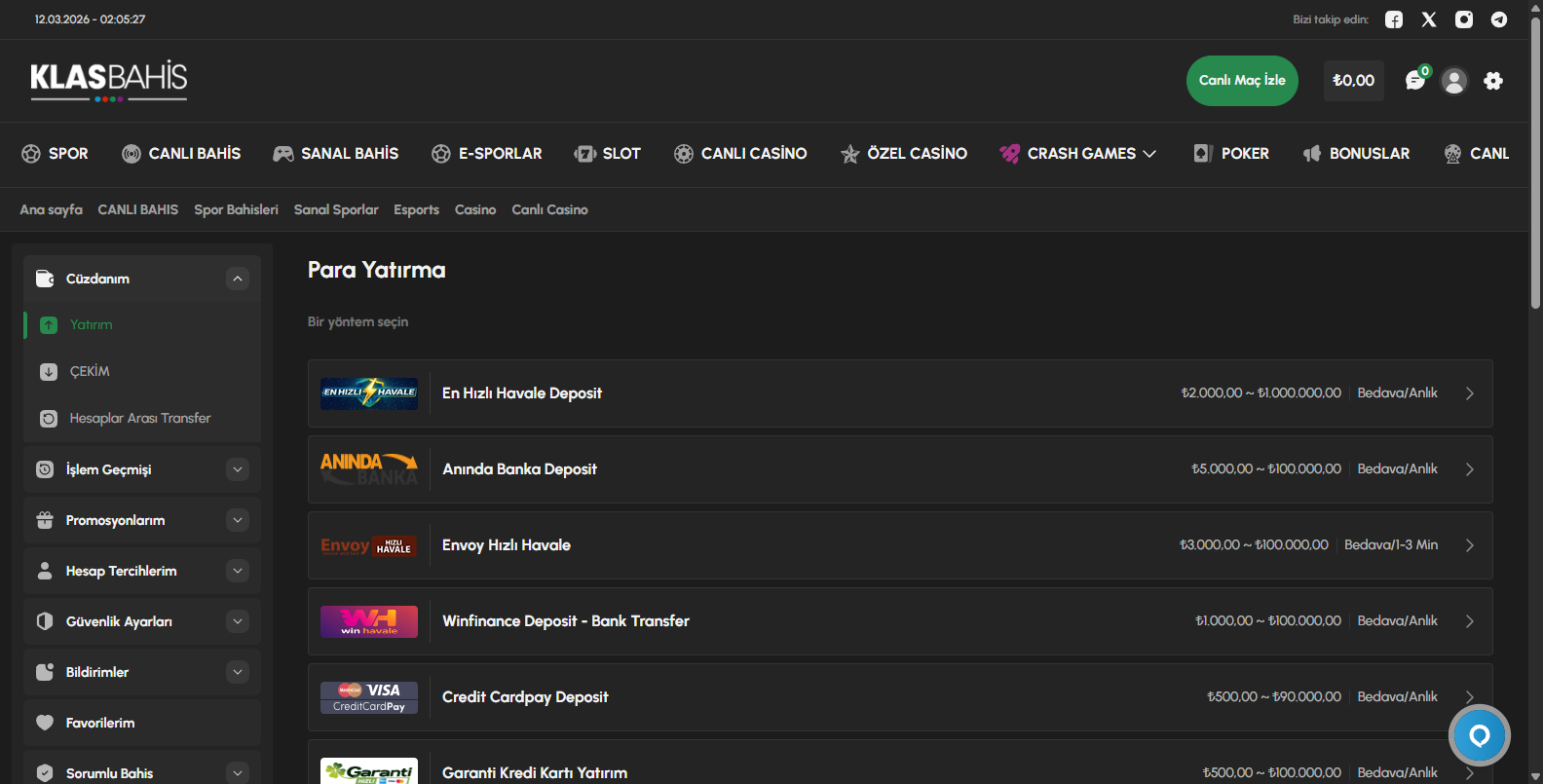 Klasbahis Para Çekme İşlemleri